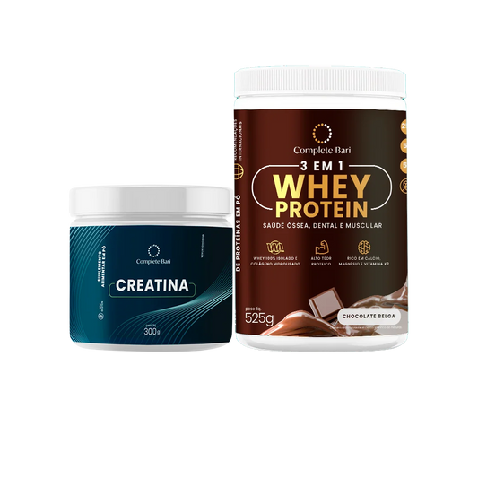 Kit 1 Whey Isolado Chocolate Belga + 1 Creatina Complete Bari