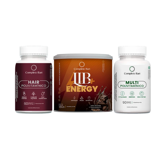 Kit 1 Multi + 1 Polivitaminico Cabelos e Unhas + 1 Lib Energy Complete Bari