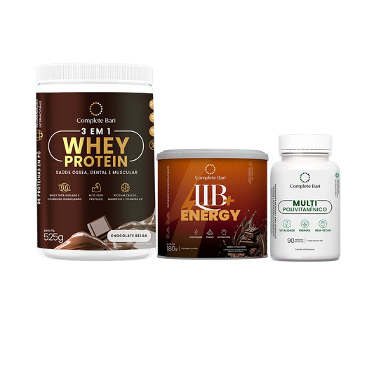 Kit 1 Multi + 1 Whey Isolado Chocolate Belga + 1 Lib Energy Complete Bari