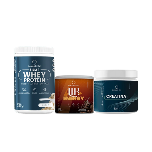 Kit 1 Whey Isolado Neutro + 1 Creatina + 1 Lib Energy Complete Bari